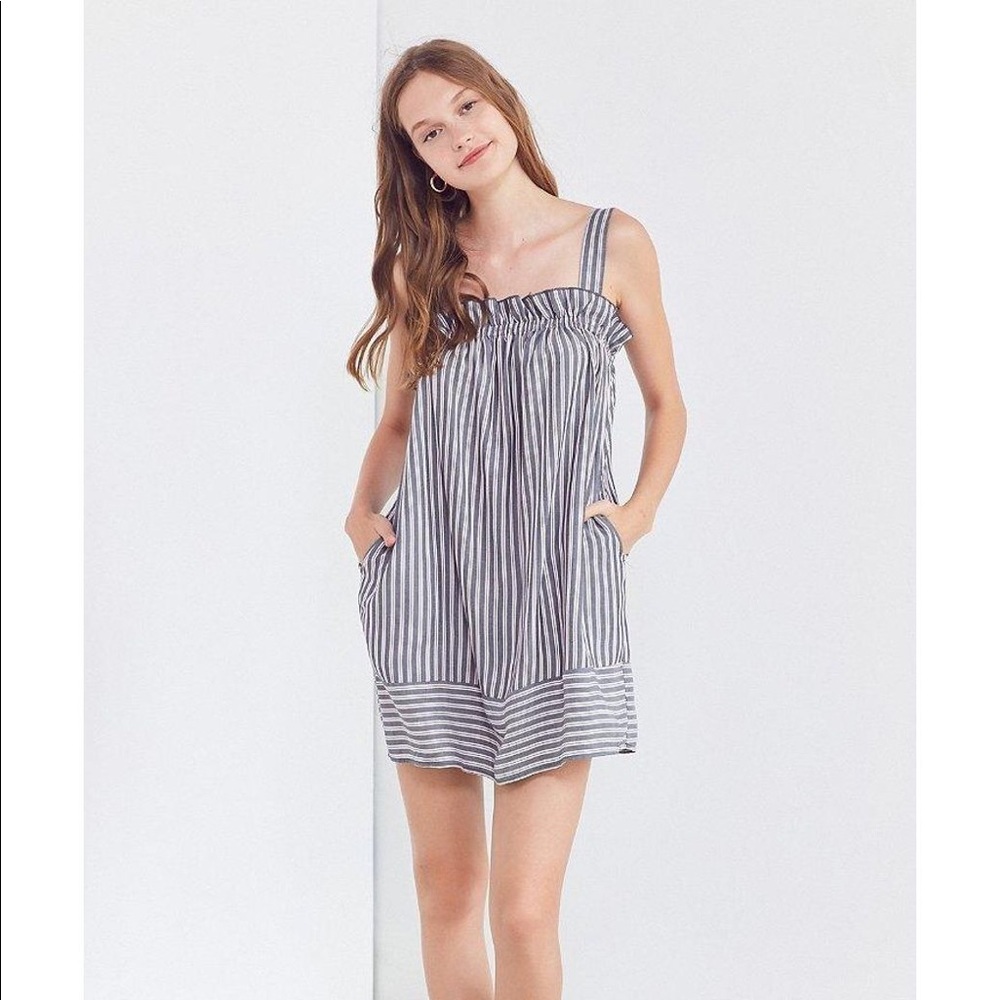 Urban Outfitters Ruffle Edge Striped Mini Dress